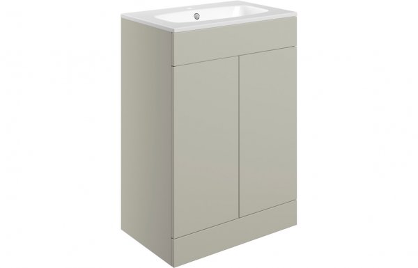 Purity Collection Statura 615mm Floor Standing 2 Door Basin Unit & Basin - Matt Latte