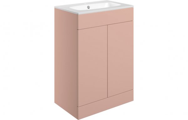 Purity Collection Statura 615mm Floor Standing 2 Door Basin Unit & Basin - Matt Antique Rose