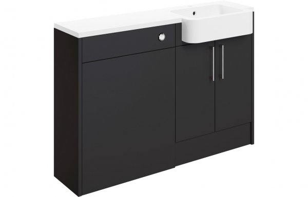 Purity Collection Aurora 1242mm Basin & Toilet Unit Pack (LH) - Matt Graphite Grey