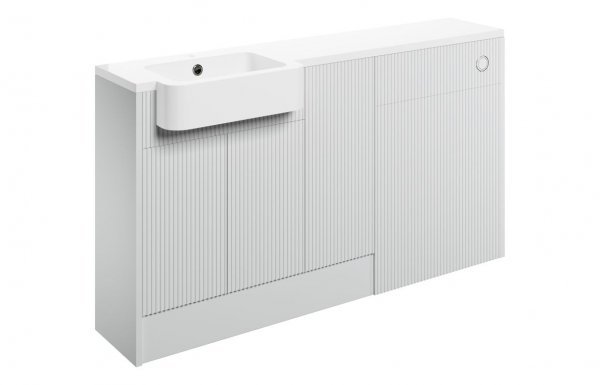 Purity Collection Textura 1542mm Basin Toilet & 1 Door Unit Pack (LH) - Matt White