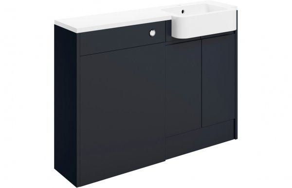 Purity Collection Valento 1242mm Basin & Toilet Unit Pack (RH) - Matt Indigo Blue