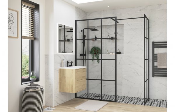 Purity Collection Icona 800mm Framed Wetroom Side Panel - Black