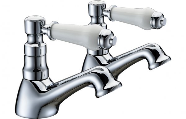 Purity Collection Malton Bath Pillar Taps - Chrome