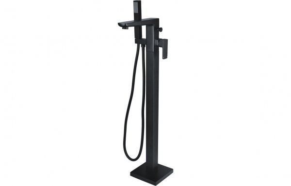 Purity Collection Bari Floor Standing Bath/Shower Mixer - Matt Black