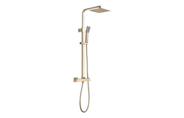 Purity Collection Square Thermostatic Bar Mixer w/Riser Kit - Brushed Brass