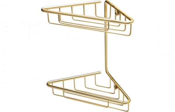 Purity Collection Elise 2-Tier Corner Shower Caddy - Brushed Brass