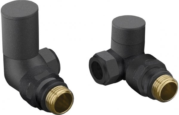 Purity Collection Patterned Anthracite Radiator Valves - Corner