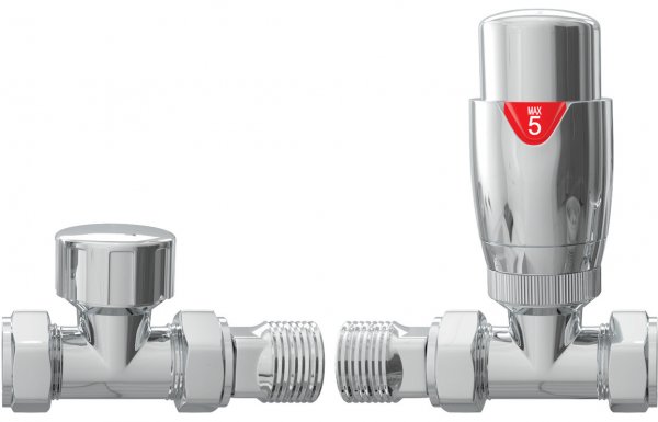 Purity Collection Round Thermostatic Chrome Radiator Valves - Straight