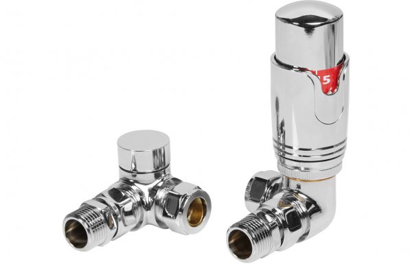 Purity Collection Round Thermostatic Chrome Radiator Valves - Corner