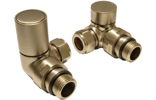 Purity Collection Brushed Brass Radiator Valves - Corner