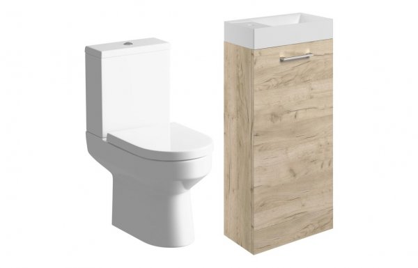 Purity Collection Volti 410mm Floor Standing Basin Unit & C/C Toilet Pack - Oak