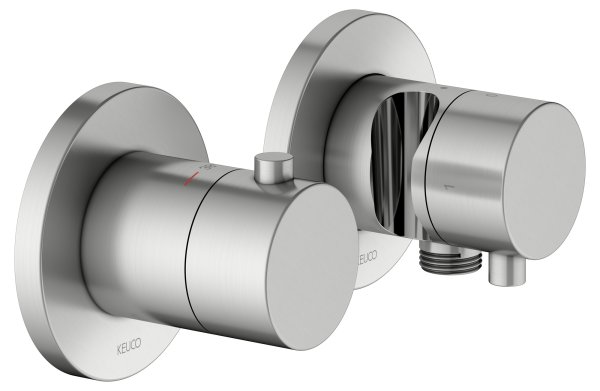 Keuco Edition 400 Thermostatic Mixer Set 2-Way With Wall Outlet for Shower Hose & Holder - Stainless Steel