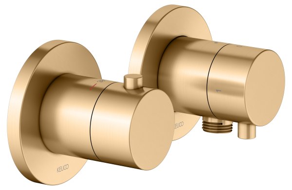 Keuco Edition 400 Thermostatic Mixer Set 2-Way With Wall Outlet for Shower Hose - Brushed Brass