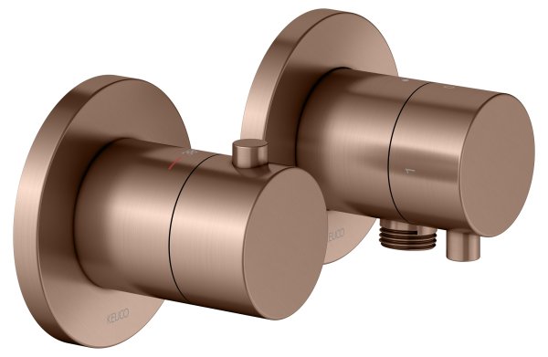 Keuco Edition 400 Thermostatic Mixer Set 2-Way With Wall Outlet for Shower Hose - Brushed Red Gold