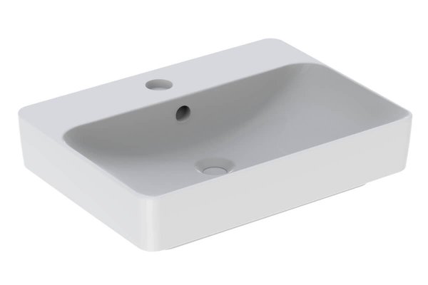 Geberit VariForm 600mm 1 Tap Hole Rectangular Lay-On Countertop Basin - With Overflow