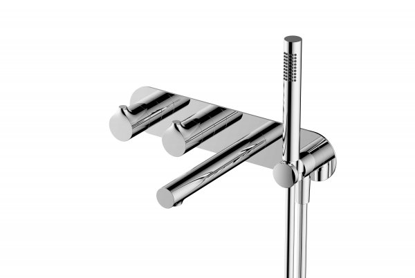 RAK Sorrento Horizontal Dual Outlet Thermostatic Concealed Shower Valve with Handset - Chrome