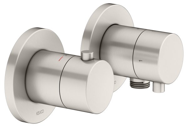 Keuco Edition 400 Thermostatic Mixer Set 2-Way With Wall Outlet for Shower Hose - Brushed Nickel