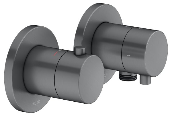 Keuco Edition 400 Thermostatic Mixer Set 2-Way With Wall Outlet for Shower Hose - Brushed Black / Chrome