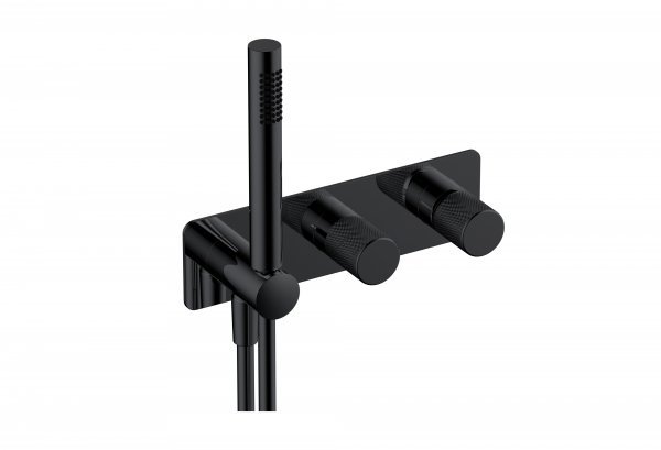 RAK Amalfi Horizontal Dual Outlet Thermostatic Concealed Shower Valve - Black