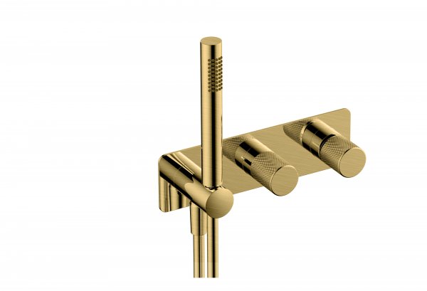 RAK Amalfi Horizontal Dual Outlet Thermostatic Concealed Shower Valve - Gold