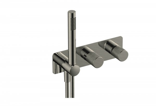 RAK Amalfi Horizontal Dual Outlet Thermostatic Concealed Shower Valve - Nickel