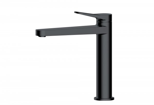 RAK Petit Round Mid Height Basin Mixer - Black