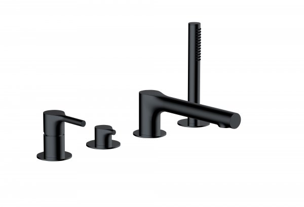 RAK Sorrento 4 Hole Deck Mounted Bath Shower Mixer - Black