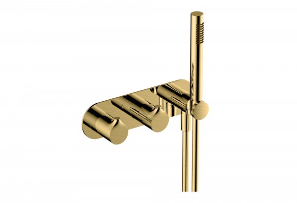 RAK Sorrento Horizontal Dual Outlet Thermostatic Concealed Shower Valve with Handset - Gold