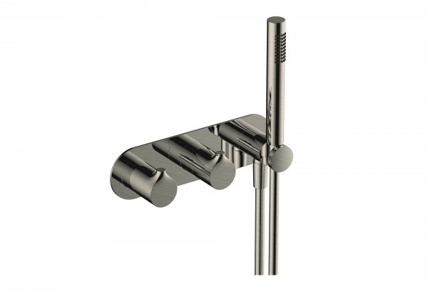 RAK Sorrento Horizontal Dual Outlet Thermostatic Concealed Shower Valve with Handset - Nickel