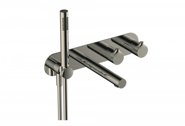 RAK Sorrento Horizontal Dual Outlet Thermostatic Concealed Shower Valve with Handset - Nickel