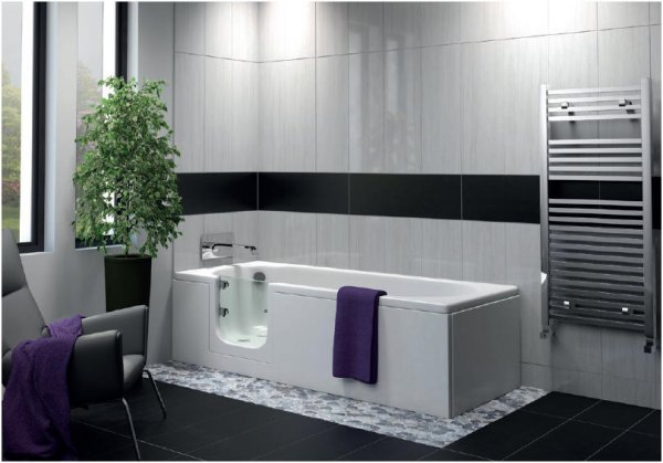 Abalone Walk-in Bath with Glass Door & Twin Waste