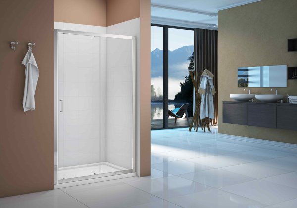 Merlyn Vivid Boost Complete 1400mm Sliding Shower Door - Chrome Frame Pack (Box 1 & 2)