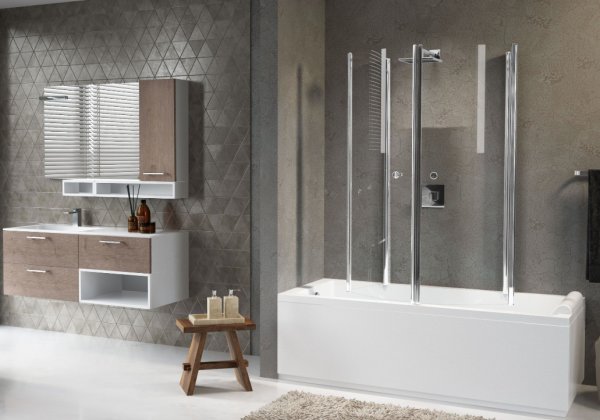 Novellini Aurora 4 - Two Folding Section Bath Screen