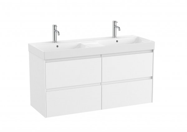 Roca Ona Unik 1200mm Double Basin & Matt White Unit (4 Drawers)