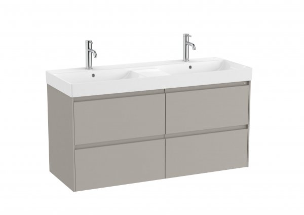 Roca Ona Unik 1200mm Double Basin & Matt Grey Unit (4 Drawers)