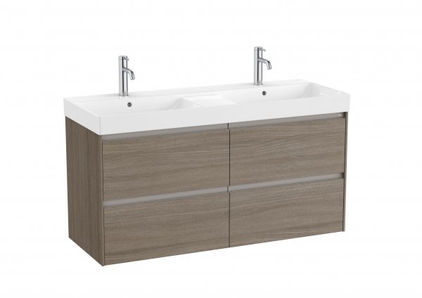 Roca Ona Unik 1200mm Double Basin & Dark Elm Unit (4 Drawers)