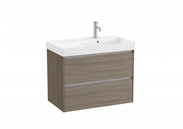 Roca Ona Unik 800mm Right Hand Basin & Dark Elm Unit (2 Drawers)