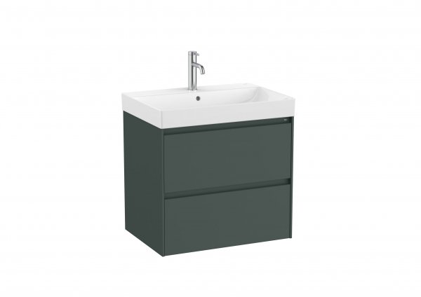 Roca Ona Unik 650mm Basin & Matt Green Unit (2 Drawers)