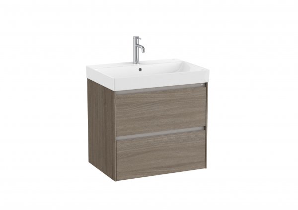 Roca Ona Unik 650mm Basin & Dark Elm Unit (2 Drawers)