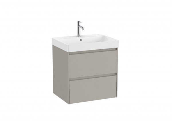 Roca Ona Unik 600mm Basin & Matt Sand Grey Unit (2 Drawers)