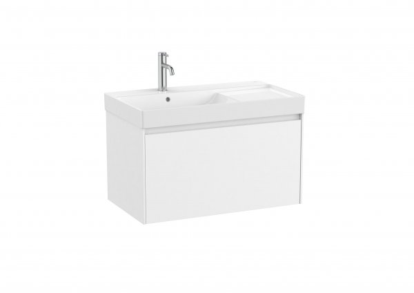 Roca Ona Unik 800mm Left Hand Basin & Matt White Unit (1 Drawer)