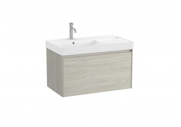 Roca Ona Unik 800mm Left Hand Basin & Light Oak Unit (1 Drawer)