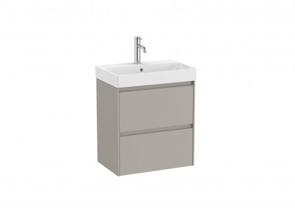 Roca Ona Unik Compact 550mm Basin & Matt Sand Grey Unit (2 Drawers)