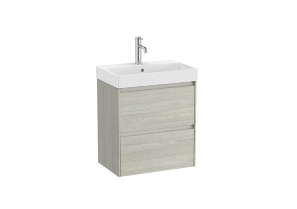 Roca Ona Unik Compact 550mm Basin & Light Oak Unit (2 Drawers)