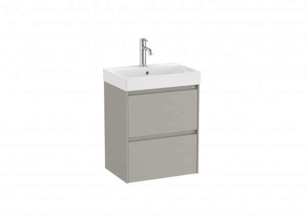 Roca Ona Unik Compact 500mm Basin & Matt Sand Grey Unit (2 Drawers)