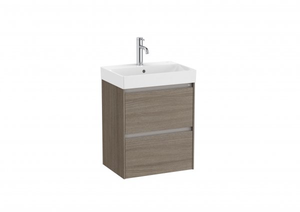 Roca Ona Unik Compact 500mm Basin & Dark Elm Unit (2 Drawers)