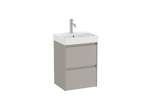 Roca Ona Unik Compact 450mm Basin & Matt Sand Grey Unit (2 Drawers)