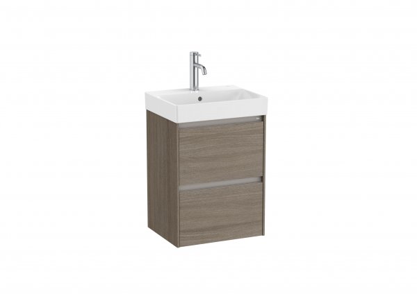 Roca Ona Unik Compact 450mm Basin & Dark Elm Unit (2 Drawers)