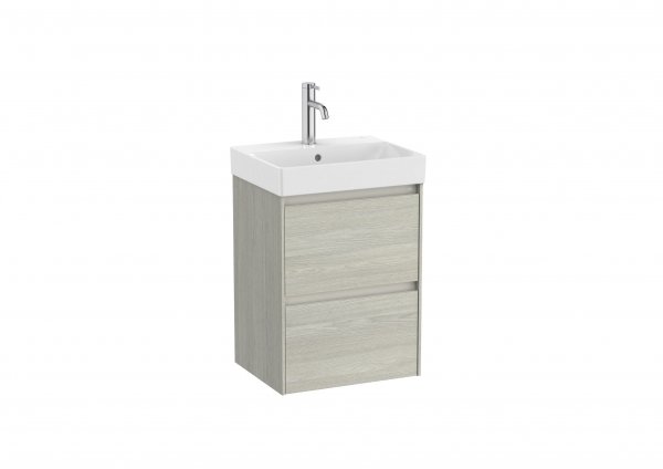 Roca Ona Unik Compact 450mm Basin & Light Oak Unit (2 Drawers)