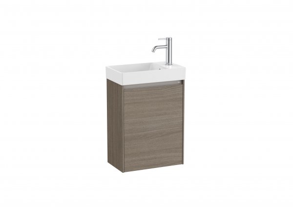 Roca Ona Unik Compact 450mm Right Hand Basin & Dark Elm Unit (1 Door)